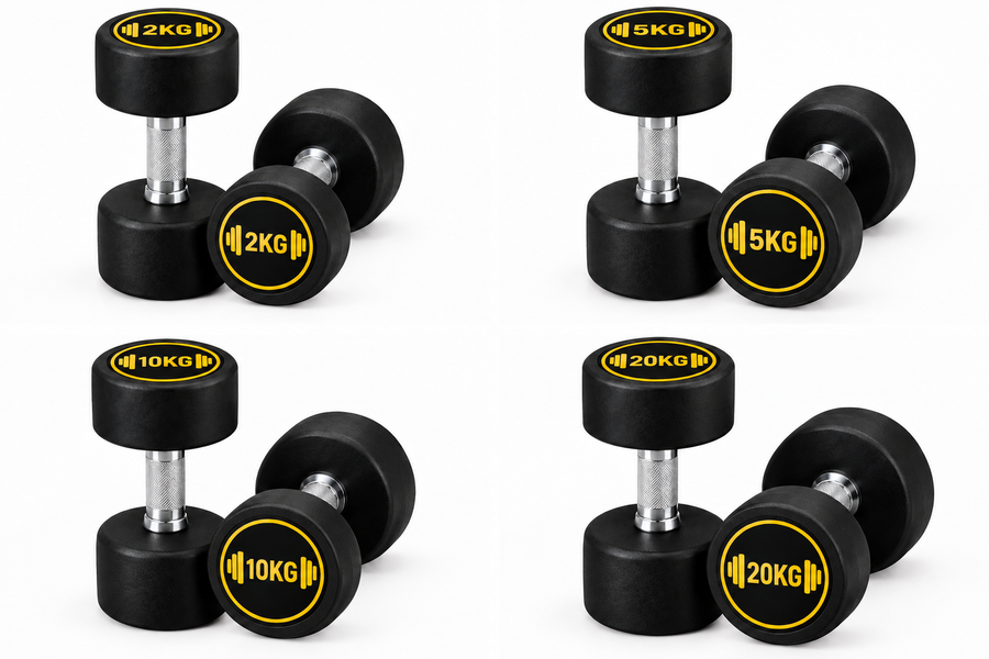 Rubber Coated Dumbbells 2kg to 20kg (Set of 2)