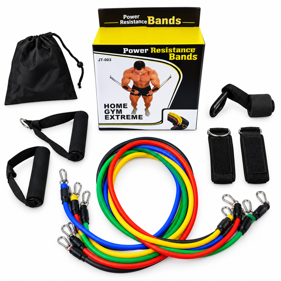 Power Resistance Band Set of 11 Piece 5 Tubes Door Hanger