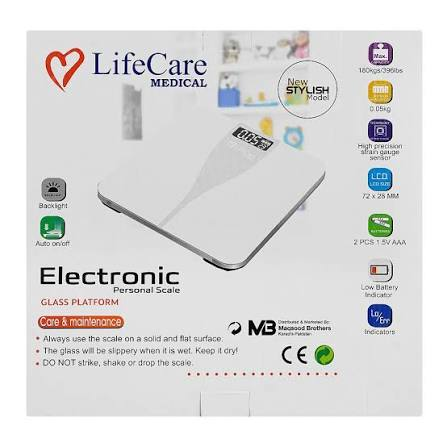 Life Care Digital Weighing Scale with Glass Platform, EB-9350