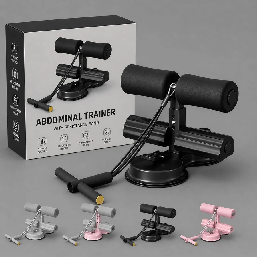 Adjustable Abdominal Trainer – Sit-up Suction, Resistance Band & Durable Iron Build